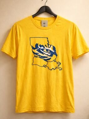 Colosseum Yellow Short-Sleeve Tee with Blue Graphic